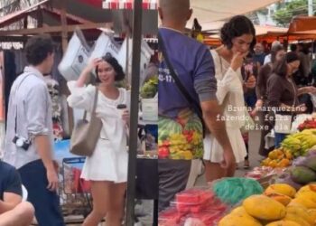 De volta ao Brasil, Bruna Marquezine e Shawn Mendes aproveitam domingo em feira do RJ