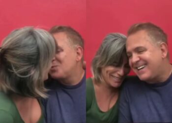 Glória Pires surge aos beijos com marido e ganha declaração apaixonada