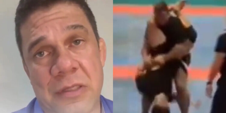 Lutador lamenta após aplicar golpe ilegal que deixou rival sem movimentos