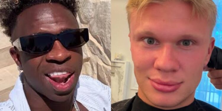 Vini Jr. reage a novo visual de Erling Haaland com cabelo curto