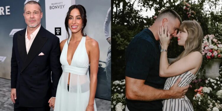 Brad Pitt revela perrengue com namorada Ines de Ramon em casamento de Taylor Swift e Travis Kelce; assista (Foto: Getty; Reprodução/ Instagram)