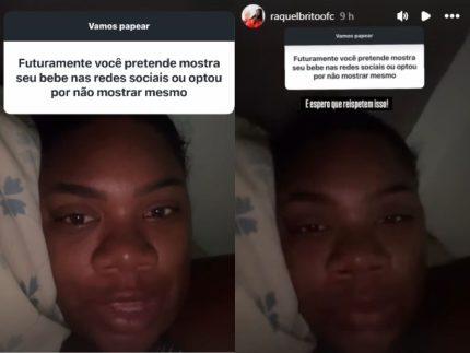 Raquel Brito decide não mostrar rosto do filho nas redes sociais; saiba motivo